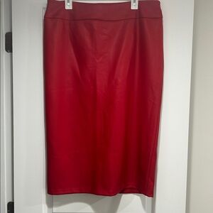NWT Ashley Stewart Faux Leather Red Skirt